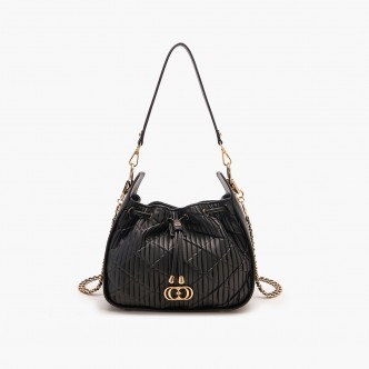 Borsa a spalla Plisse' Nero...