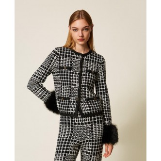 Giacca in maglia check con...