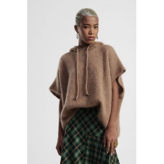 Poncho maglia con cappuccio...