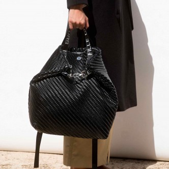 BORSA ZAINO INTRECCIATO BLACK